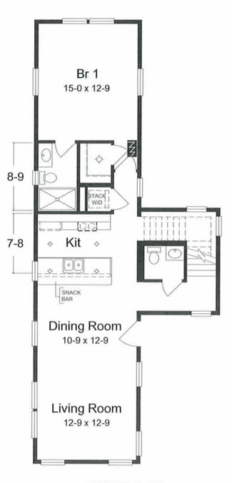 The floor plan of the Bay Head II consists of a large master bedroom of approximately 200 square feet, large open space comprising the kitchen, dining room and living room. This floor plan is perfect for shore area entertaining.